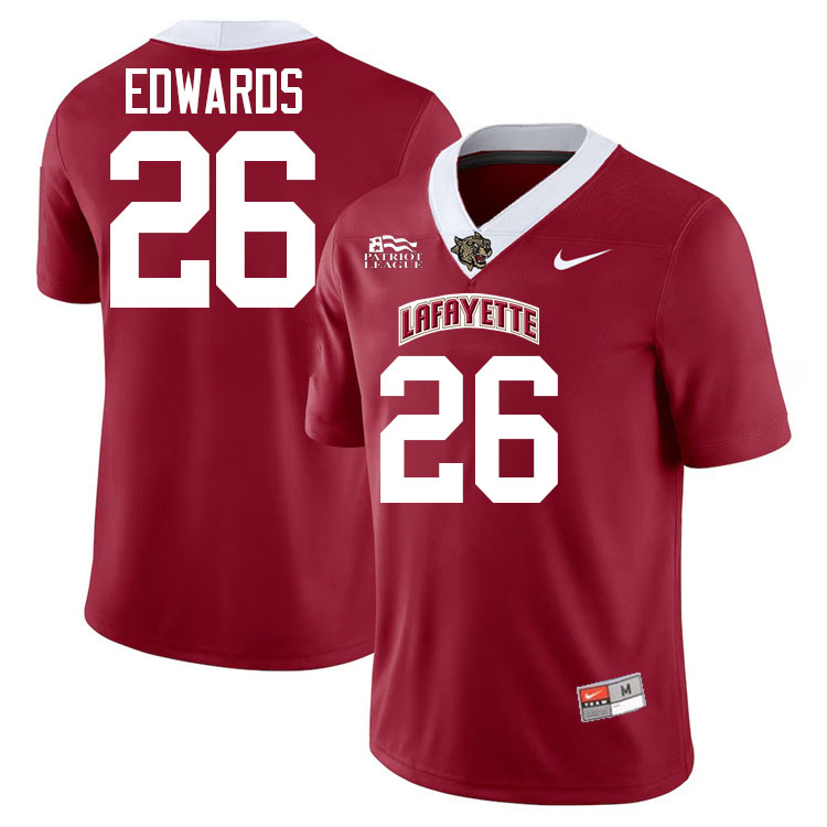 Lafayette Leopards #26 Kente Edwards College Football Jerseys,Uniforms-Red